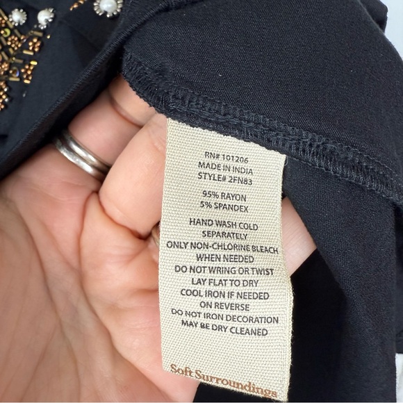 Soft Surroundings NWT XL Festa Black Embellished Top - Picture 10 of 12